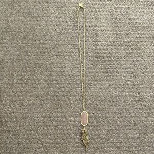 Kendra Scott Pendant Necklace.  Gold w blush quartz.